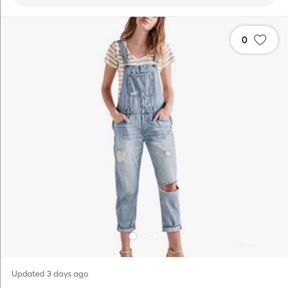 Lucky Brand distressed denim overalls size medium